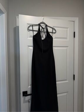Vintage Cache Black Halter Maxi Dress with Tie Back - Women